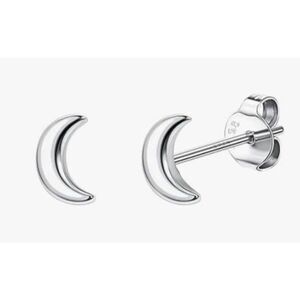 Silver Moon Stud Earrings 20G 925 Sterling Silver Hypoallergenic Post Backs New